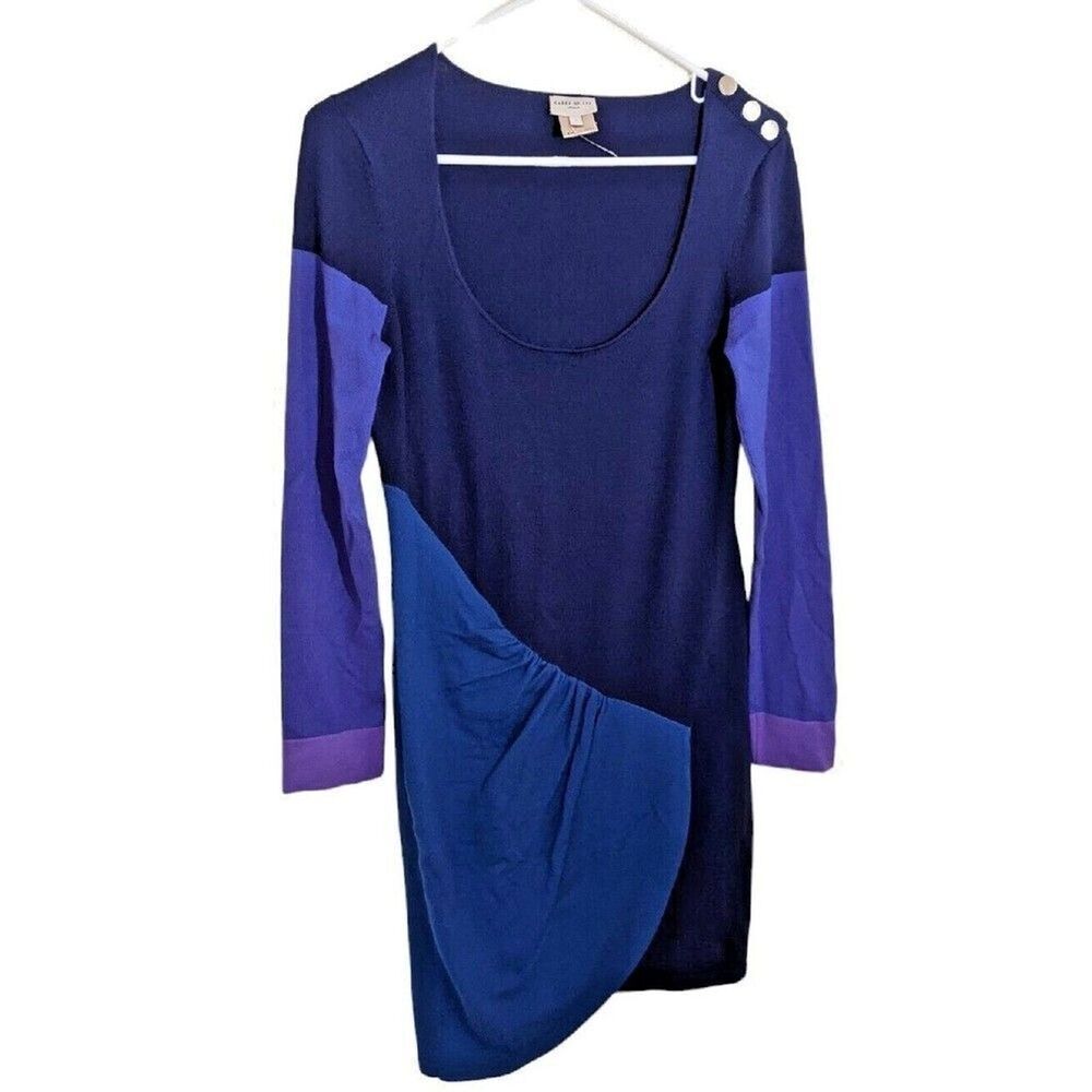 Karen Millen England Dress Color Block Knit Fitted US Size Medium